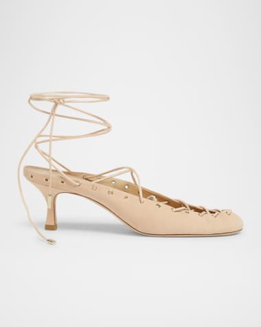 Chloe Ghiles Suede Ankle-Wrap Pumps