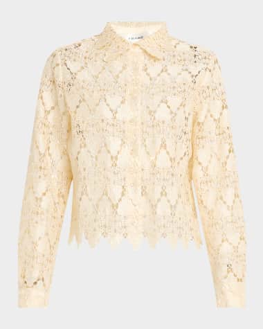 FRAME Button-Front Lace Shirt