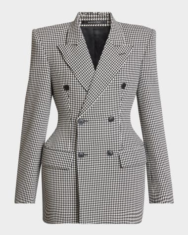 Balenciaga Houndstooth Double-Breasted Hourglass Jacket
