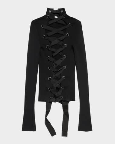 Balenciaga Laced Turtleneck Rib Sweater