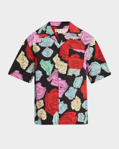 Marni Men's Medium Roses Camp Shirt