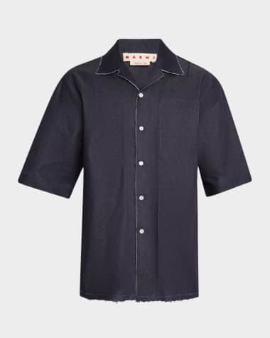 Marni Men's Trompe L'oeil Stretch Denim Camp Shirt