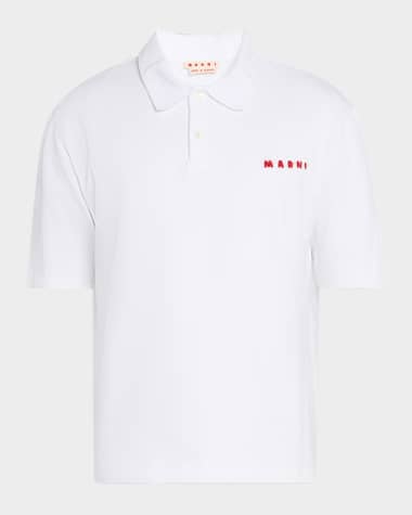 Marni Men's Mohair-Logo Pique Polo Shirt