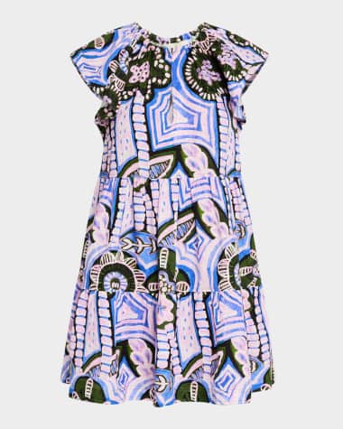 Marie Oliver Kara Tiered Abstract-Print Cutout Mini Dress