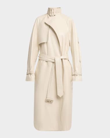 Proenza Schouler Sabina Lacquered Leather Wrap Trench Coat