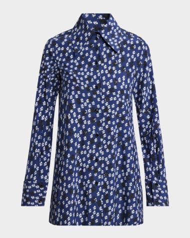 Proenza Schouler Emmeline Floral Print Silk-Blend Shirt