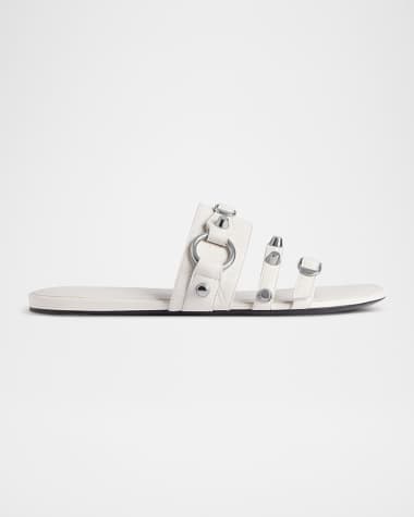 Balenciaga City Leather Triple-Band Slide Sandals