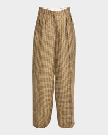 THE ROW Sherry Printed Wide Leg Linen Pants
