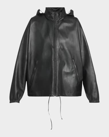 THE ROW Jilly Leather Zip Hooded Jacket