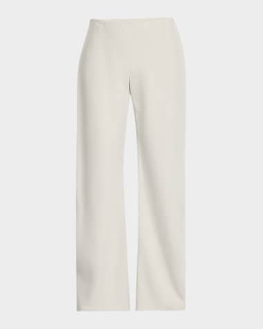 THE ROW Gala Silk-Linen Straight-Leg Pants