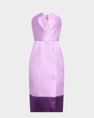 Bach Mai Strapless Folded Bustier Silk Midi Dress