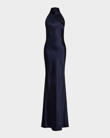 Ralph Lauren Collection Chilton Stretch Satin Evening Dress