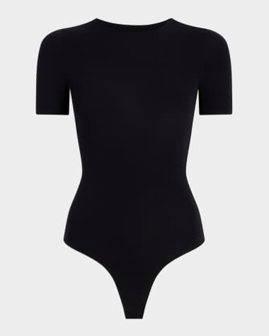 Commando Ballet Short-Sleeve Microfiber Thong Bodysuit