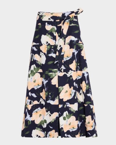 Tanya Taylor Hudson Floral A-Line Midi Skirt