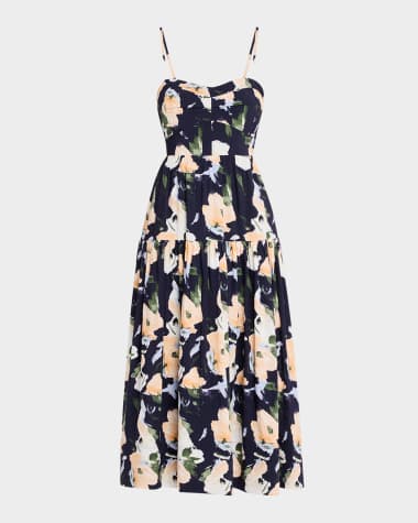 Tanya Taylor Verona Floral Sleeveless Midi Dress