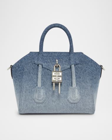 Givenchy Antigona Lock Mini Top-Handle Bag in Faded Denim