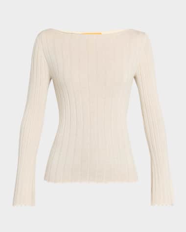 Guest in Residence Rib Flare Cashmere Top