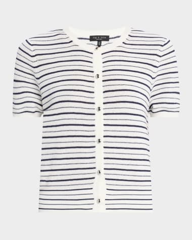 Rag & Bone Dina Stripe Short-Sleeve Cardigan