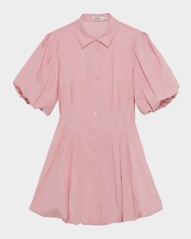 SIMKHAI Cleo Balloon Pintuck Mini Dress