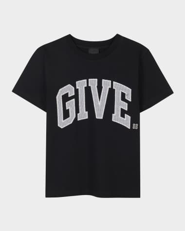 Givenchy Boy's Embroidered Wrap Around Logo-Print T-Shirt, Size 8-14