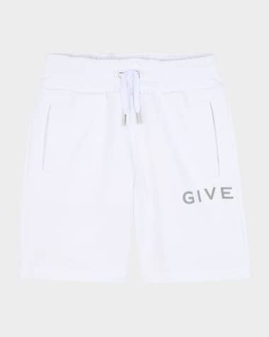 Givenchy Boy's Fleece Logo-Print Shorts, Size 8-14