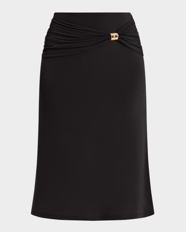 Herve Leger Valentina Drape Midi Skirt