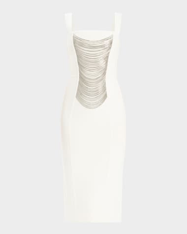 Herve Leger Francesca Draped Chain Midi Dress