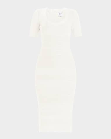 Herve Leger Marianne Short-Sleeve Midi Bandage Dress