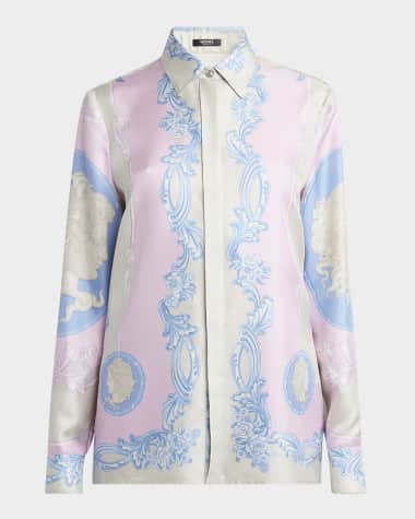 Versace Medusa Cameo Foulard Silk Twill Formal Shirt
