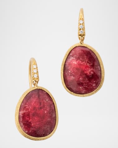 Marco Bicego Lunaria 18K Yellow Gold Thulite Earrings with Diamonds