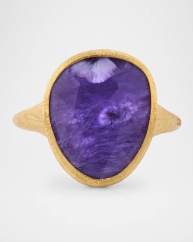 Marco Bicego 18K Lunaria Ring with Charoite, Size 7