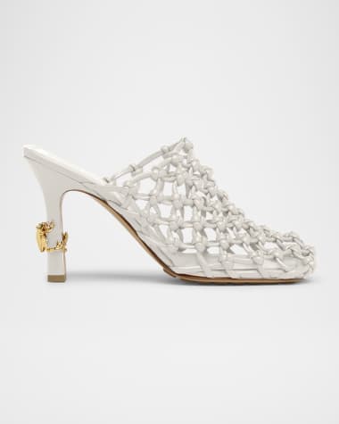 Bottega Veneta Frog Knotted Leather Stiletto Mules