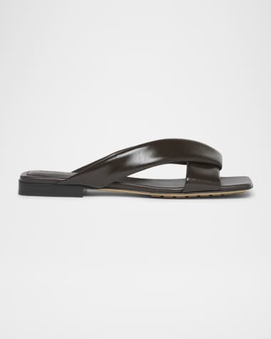 Bottega Veneta Riva Criss Cross Leather Flat Sandals