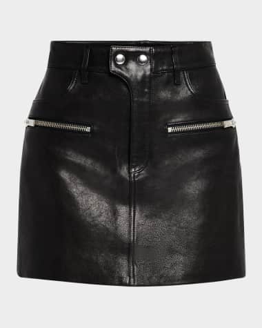 ANINE BING Steel Leather Mini Skirt