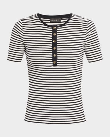ANINE BING Alessia Stripe Short-Sleeve Tee