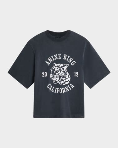 ANINE BING Avi Collegiate Leopard Tee