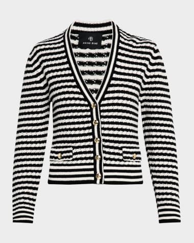 ANINE BING Gwen Striped Wool-Cashmere Cardigan