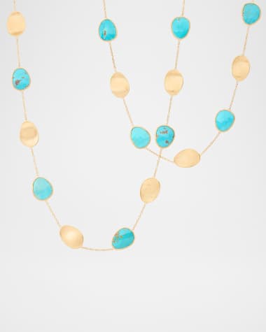 Marco Bicego 18K Lunaria Necklace with Turquoise, 36"L