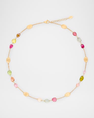 Marco Bicego 18K Single Strand Lunaria Tourmaline Necklace with Mixed Tourmalines