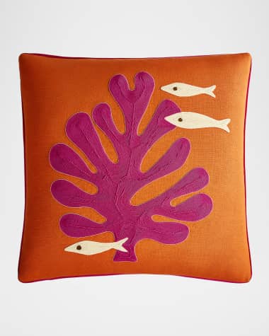 Jonathan Adler Playa Corded Coral Accent Pillow, 22" Square