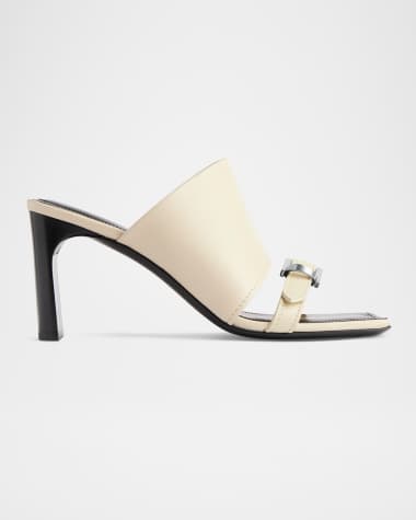 Balenciaga Bel Air Leather Buckle Mule Sandals