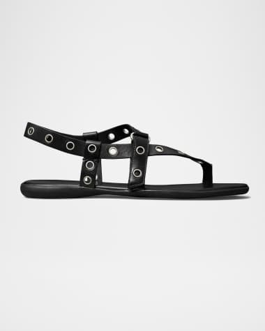 Tory Burch Leather Grommet Toe Ring Sandals