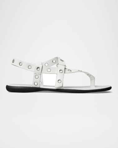 Tory Burch Leather Grommet Toe Ring Sandals