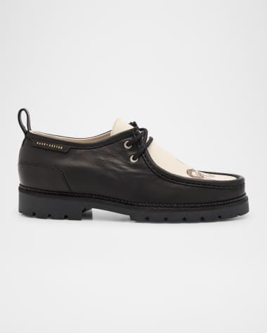 DUKE + DEXTER Men's Moby Snake-Print Leather Chukka Boots