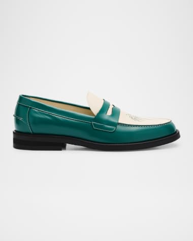 DUKE + DEXTER Men's Wilde Forest Palm Tree Leather Penny Loafers