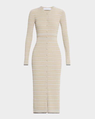 Proenza Schouler White Label Ivanna Long-Sleeve Micro Check Dress