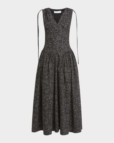Proenza Schouler PSWL Clayton Printed Poplin Drop-Waist Dress