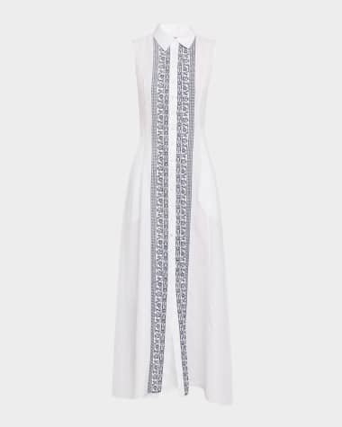 Evi Grintela Carine Sleeveless Embroidered Maxi Shirtdress