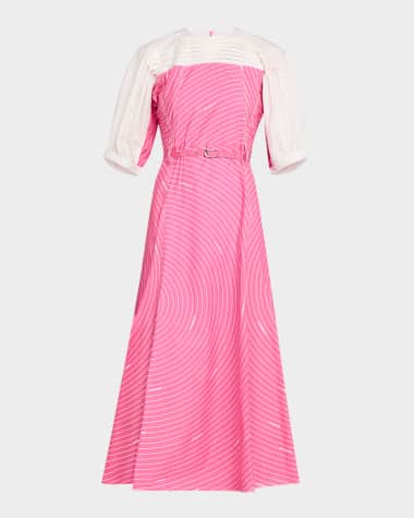 LOVEBIRDS Cassie Colorblock Circular Striped Midi Dress