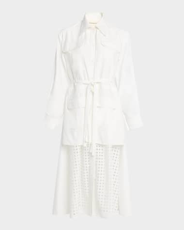 LOVEBIRDS Eleanor Cutout Tie-Waist Midi Shirtdress